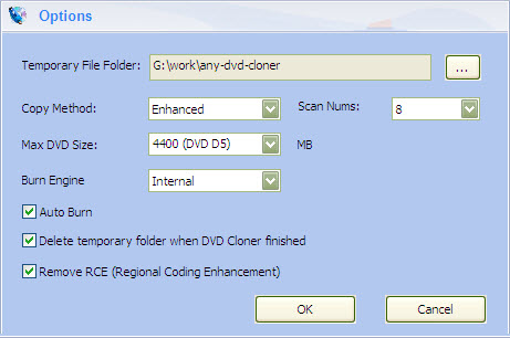 select DVD-5 in Any DVD Cloner options